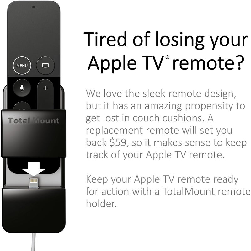 TotalMount Remote Holder for Apple TV (Safeguards Black Apple TV Remote Controls) - Image 2